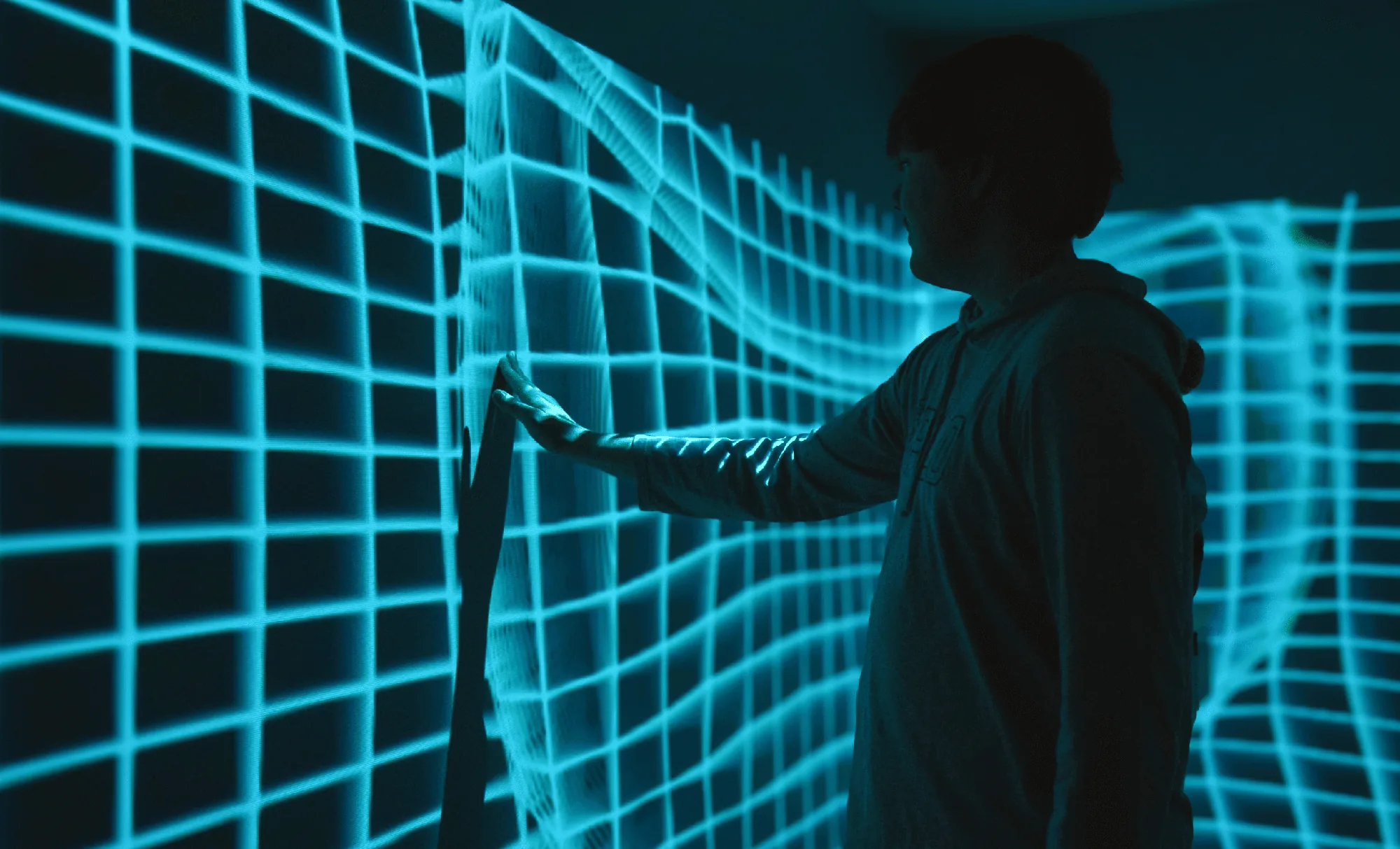 A learner interacting with a BLIS wall